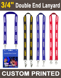 3/4" Trade Show Custom Printed Lanyards For Badges  with Two Clip Holes